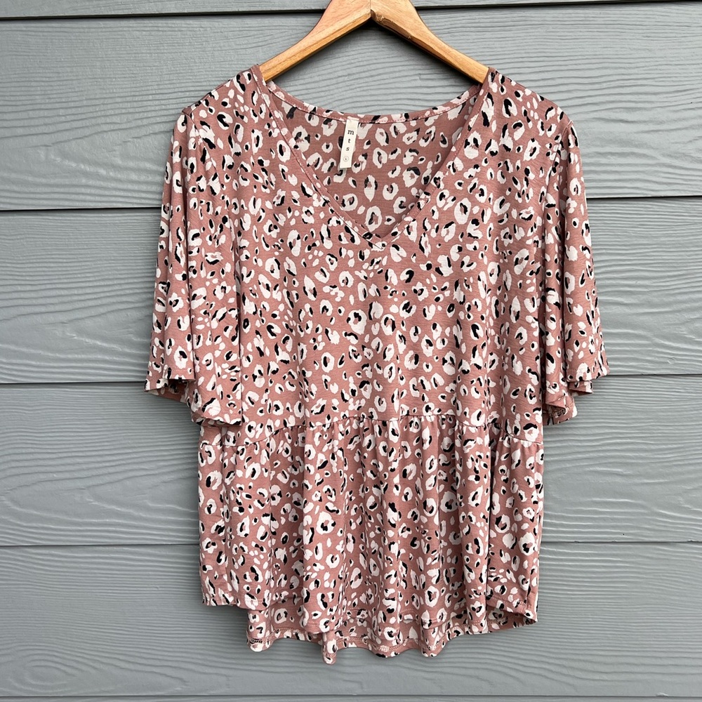 Blush Cheetah Print Peplum Blouse